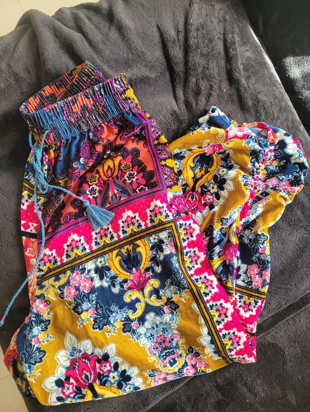 Anthropologie Zadie Velvet Sleep Pants XS Vibrant Patchwork Boho Festival
